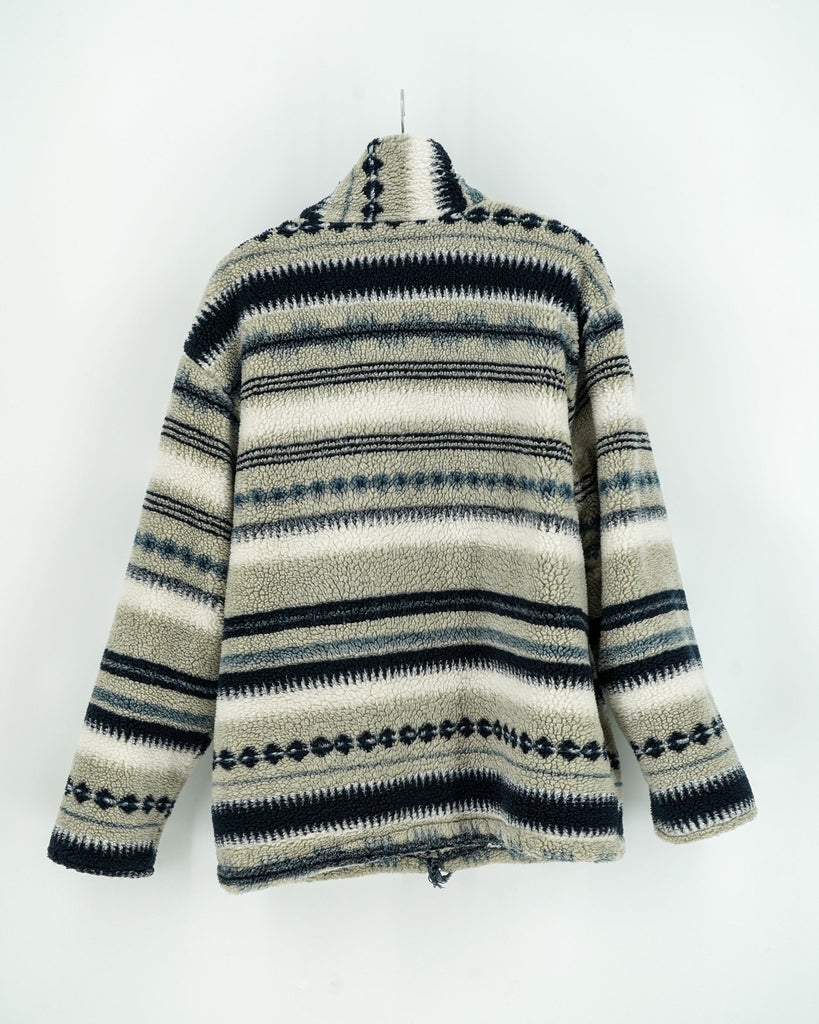 Polaire grise et beige Vintage - Taille L - LaFrip'aMax -