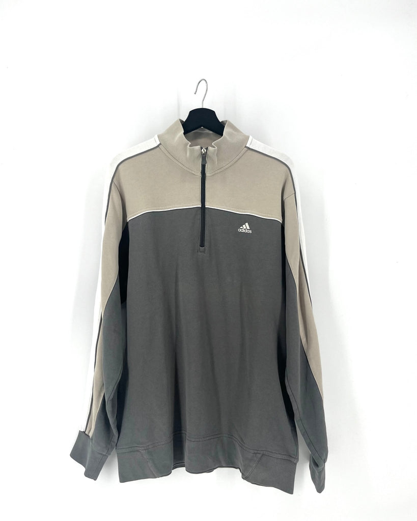 Sweat Adidas Beige et Gris Vintage - Taille L - LaFrip'aMax - L