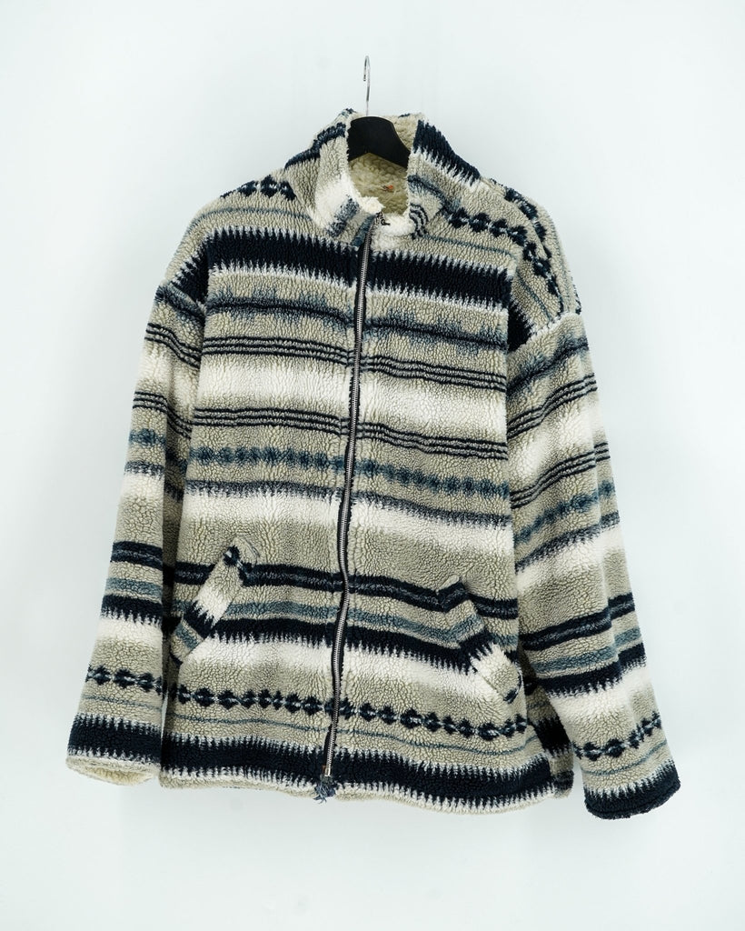 Polaire grise et beige Vintage - Taille L - LaFrip'aMax -